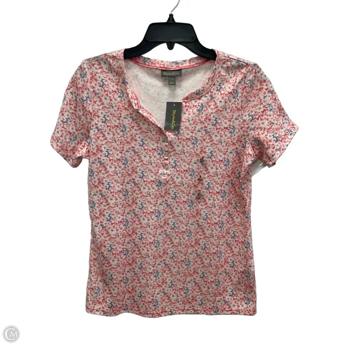 Top Short Sleeve By Style And Company In Floral Print, Size: S