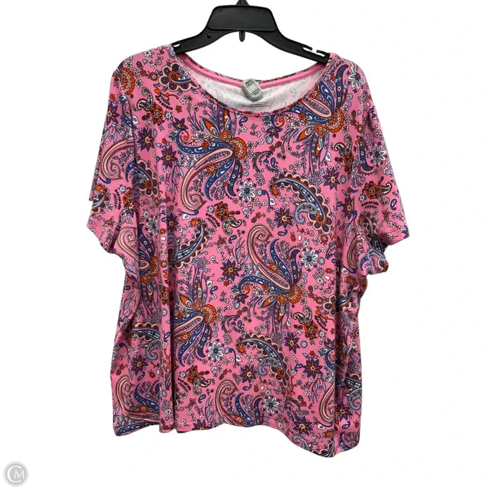 Top Short Sleeve By Talbots In Blue & Pink, Size: 3x