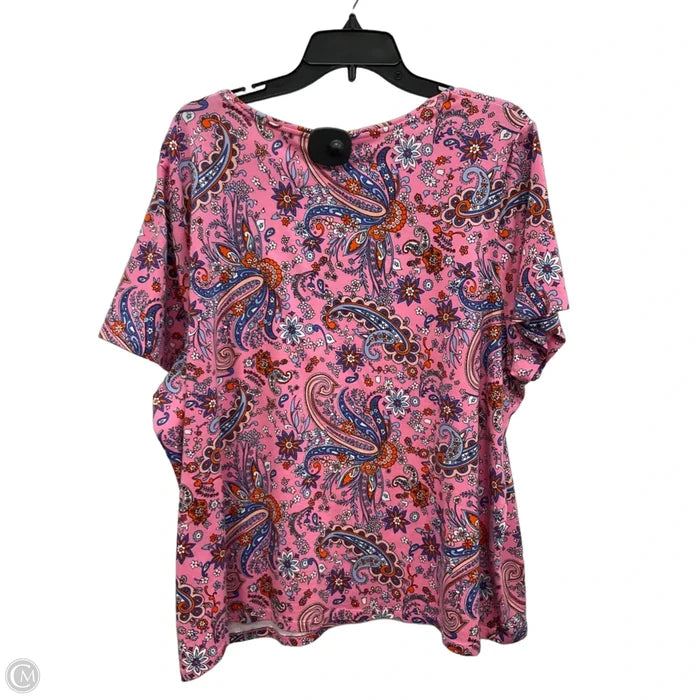 Top Short Sleeve By Talbots In Blue & Pink, Size: 3x