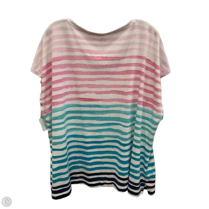 Top Short Sleeve By Talbots In Striped Pattern, Size: 3x