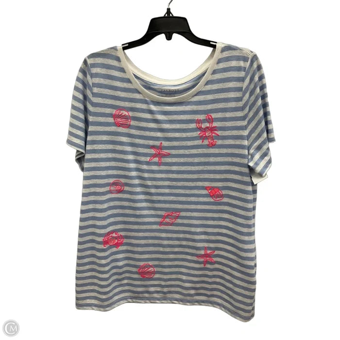 Top Short Sleeve By Talbots In Striped Pattern, Size: L