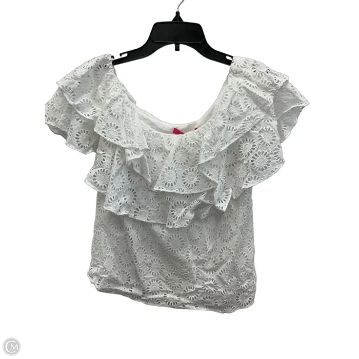 Top Short Sleeve Designer By Lilly Pulitzer In White, Size: S