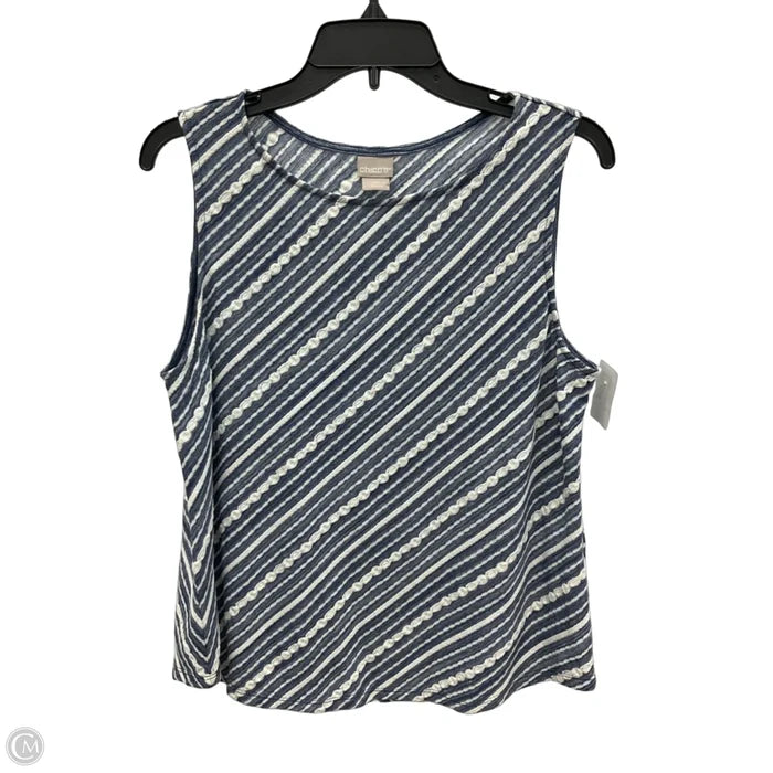 Top Sleeveless By Chicos In Blue & White, Size: Lp