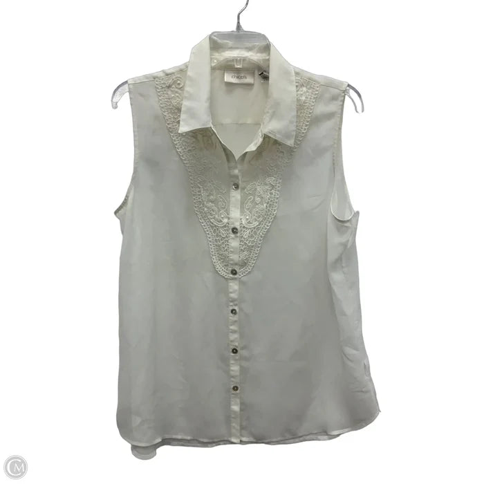 Top Sleeveless By Chicos In Cream, Size: L