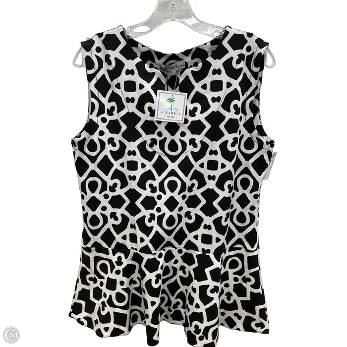 Top Sleeveless By Cmc In Black & White, Size: L