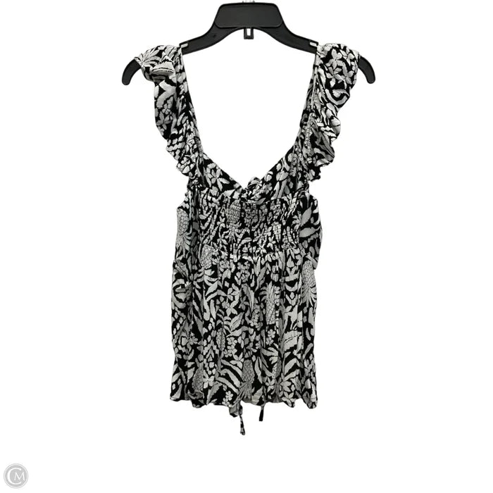 Top Sleeveless By Loft In Black & White, Size: M