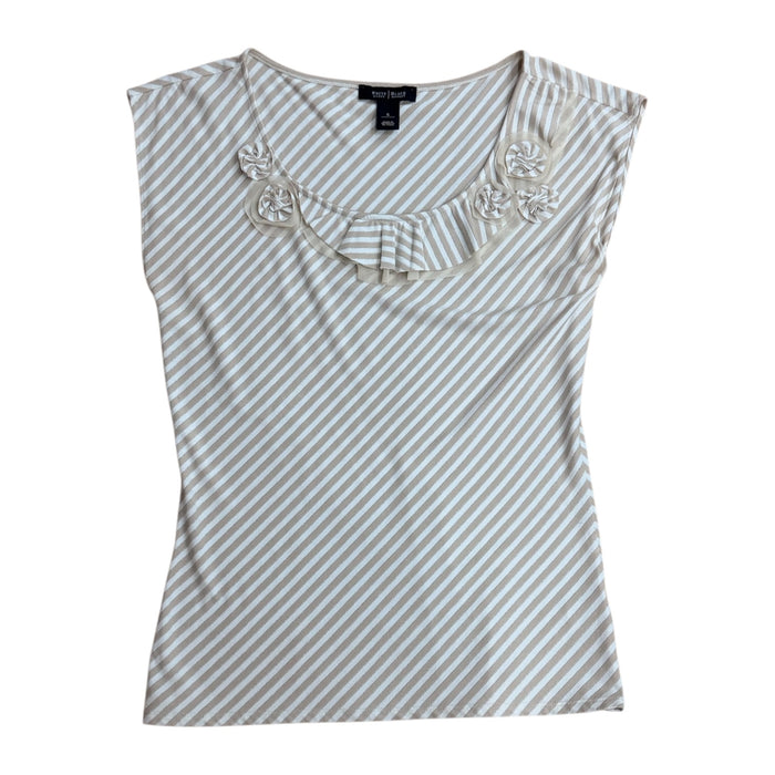 Top Sleeveless By White House Black Market In Silver & Tan, Size:S