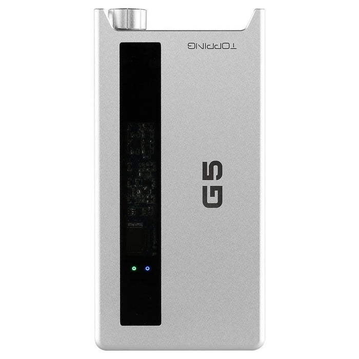 topping g5 bluetooth portable headphone amplifier and dac in silver