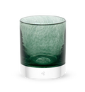 Trout Creek rocker, dark green teal transparent hand-blown glass lowball drinking glass. #option_single