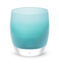 turquoise hand-blown glass votive candle holder