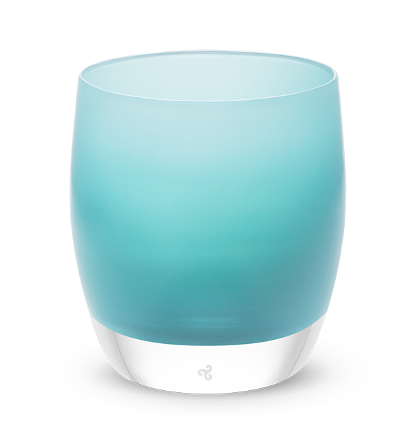 turquoise hand-blown glass votive candle holder