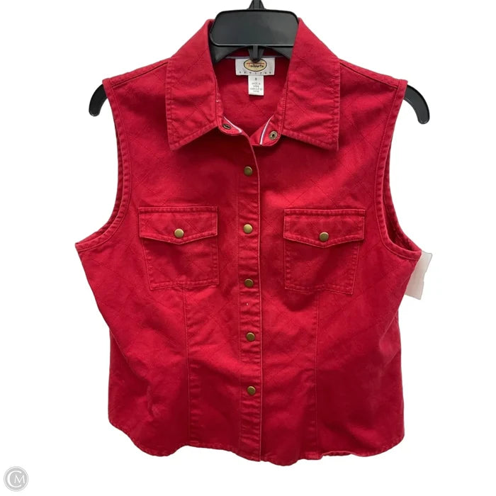 Vest Other By Talbots In Red Denim, Size: Sp
