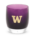 #School_Washington Washington, purple  with sandblasted university of washington etching hand painted in gold, hand-blown glass votive candle holder