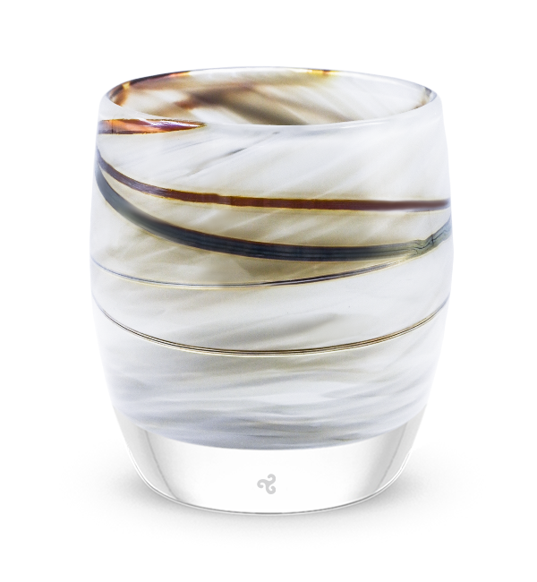 wavelength, sandy grey with metallic wrap, hand-blown glass votive candle holder