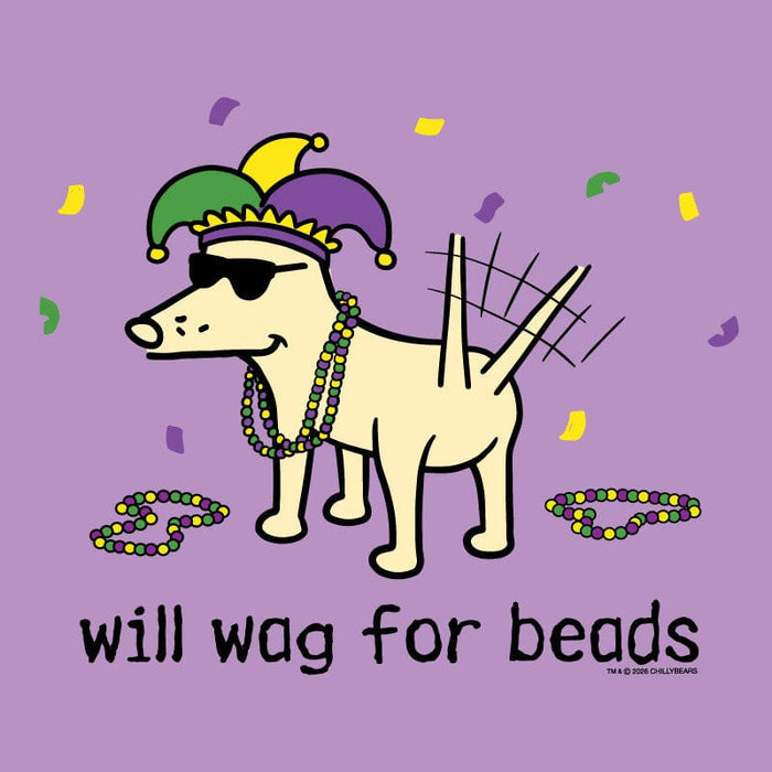 Will Wag for Beads - Ladies T-Shirt V-Neck