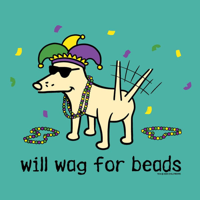 Will Wag for Beads - Ladies T-Shirt V-Neck