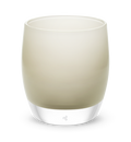 wings, tan grey, hand-blown glass votive candle holder.