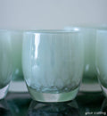 your calling, pale green petal texture, hand-blown glass votive candle holder.