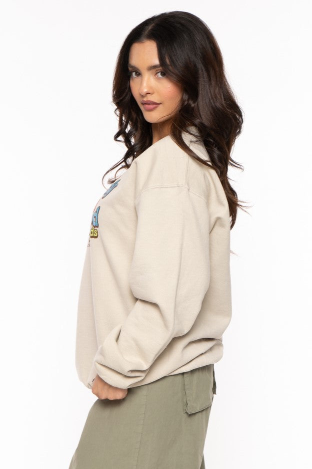Your Candy -Bobby Jack Crew Glitter Sweatshirt - Sand